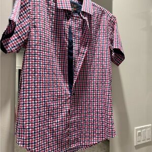 Azaro Uomo Men's Red and Blue Checkered Shirt